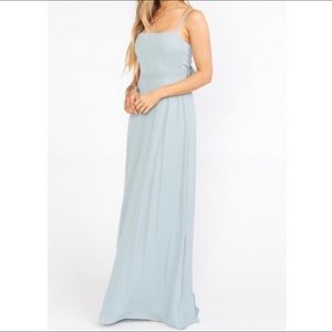 Show Me Your MuMu Silver Sage Lauren Tie Maxi Dress NWT